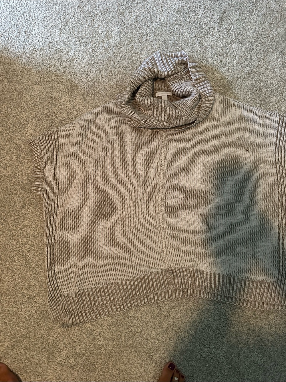 New York & Company Taupe Short-Sleeve Turtleneck Sweater